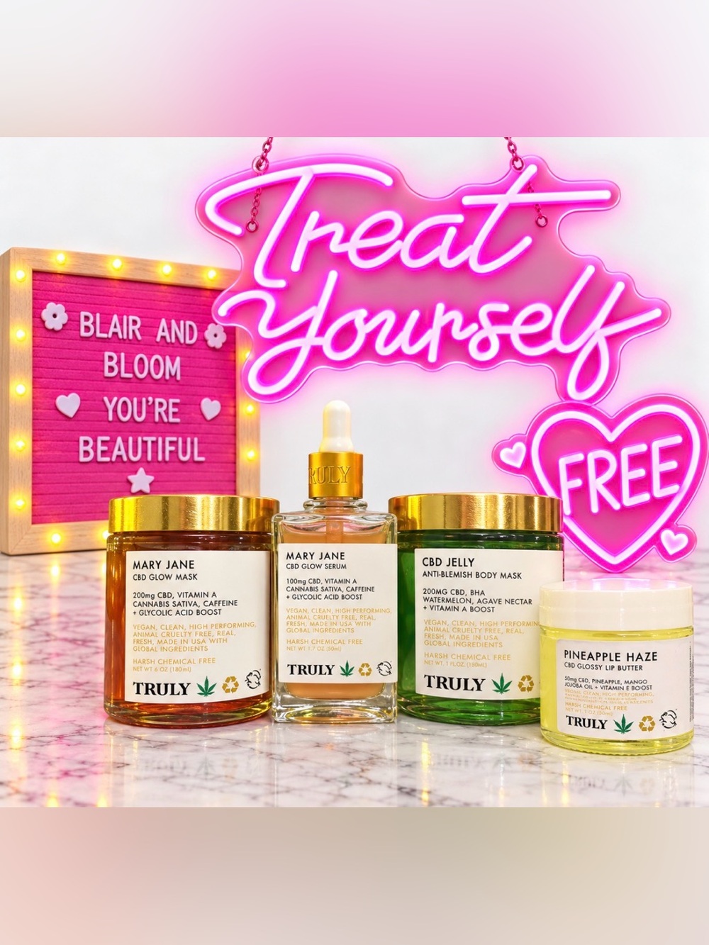 Truly Beauty Mary J Glow Mask, Glow Serum, + Anti-Blemish Jelly Bundle-FREE ITEM